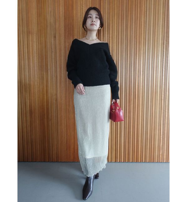 LAGUNAMOON「シアーラメプリーツIラインスカート」|スカート|