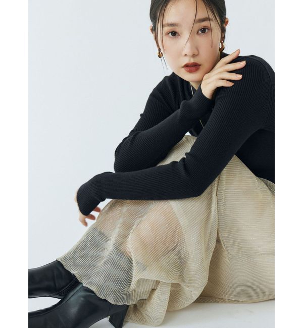 LAGUNAMOON「シアーラメプリーツIラインスカート」|スカート|ベージュ