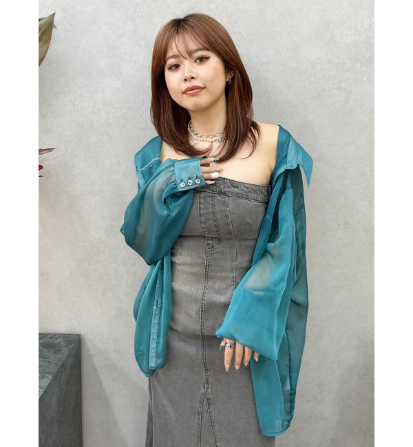 EVRIS「シアーオーバーサイズシャツ」|シャツ・ブラウス|ブルー