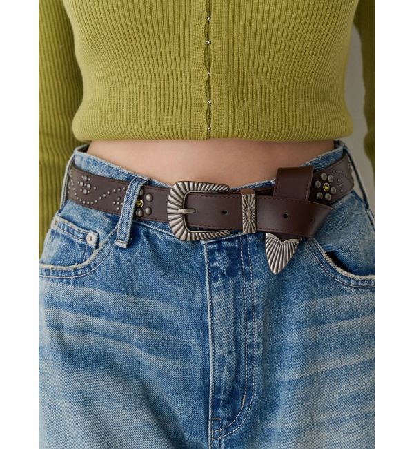 EVRIS「オリジナルスタッズバックルベルト」|ベルト|ブラウン