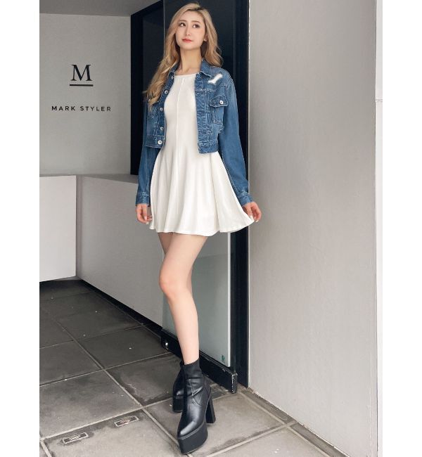 GYDA「リヨセルダメージショートデニムGジャン」|ブルゾン・スタジャン|