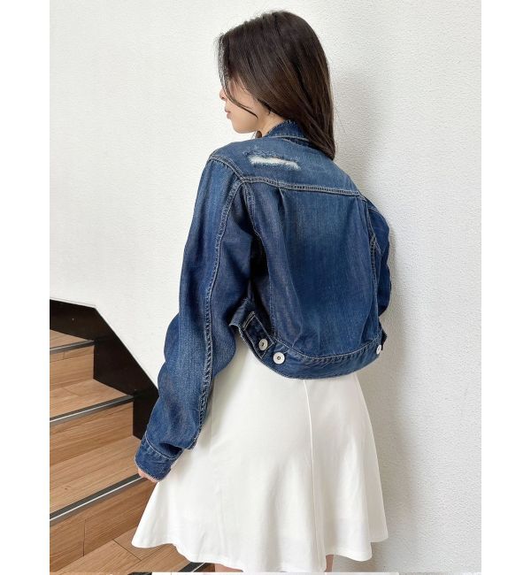 GYDA「リヨセルダメージショートデニムGジャン」|ブルゾン・スタジャン|