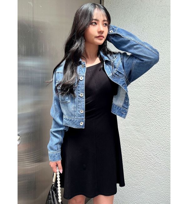 GYDA「リヨセルダメージショートデニムGジャン」|ブルゾン・スタジャン|