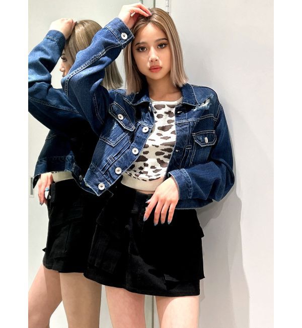 GYDA「リヨセルダメージショートデニムGジャン」|ブルゾン・スタジャン|