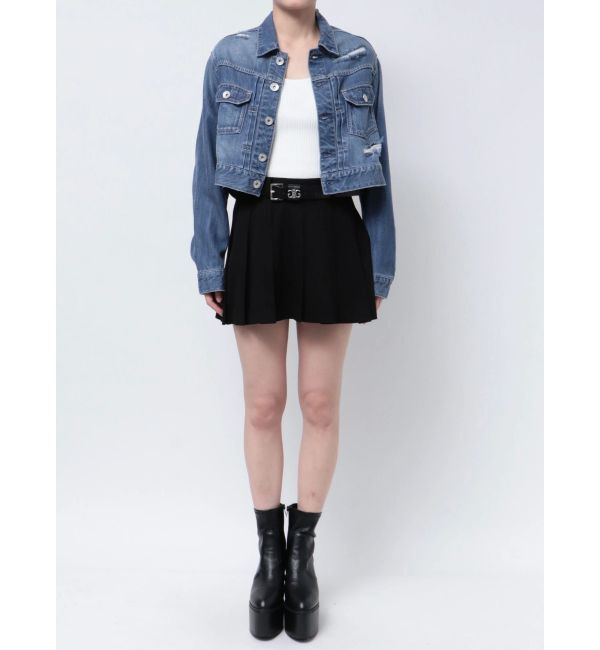 GYDA「リヨセルダメージショートデニムGジャン」|ブルゾン・スタジャン|