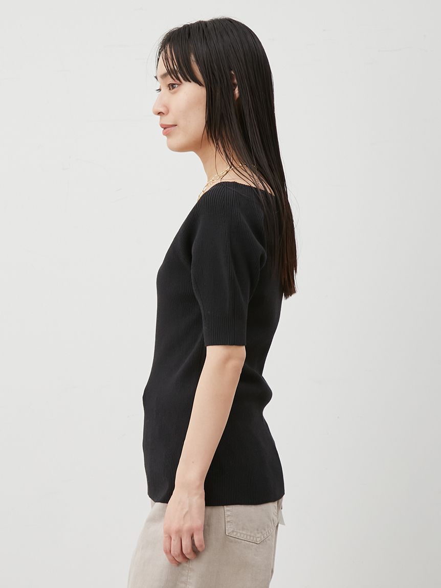 Mila Owen「デコルテ構築パフスリーブニットプルオーバー」|Tシャツ・カットソー|