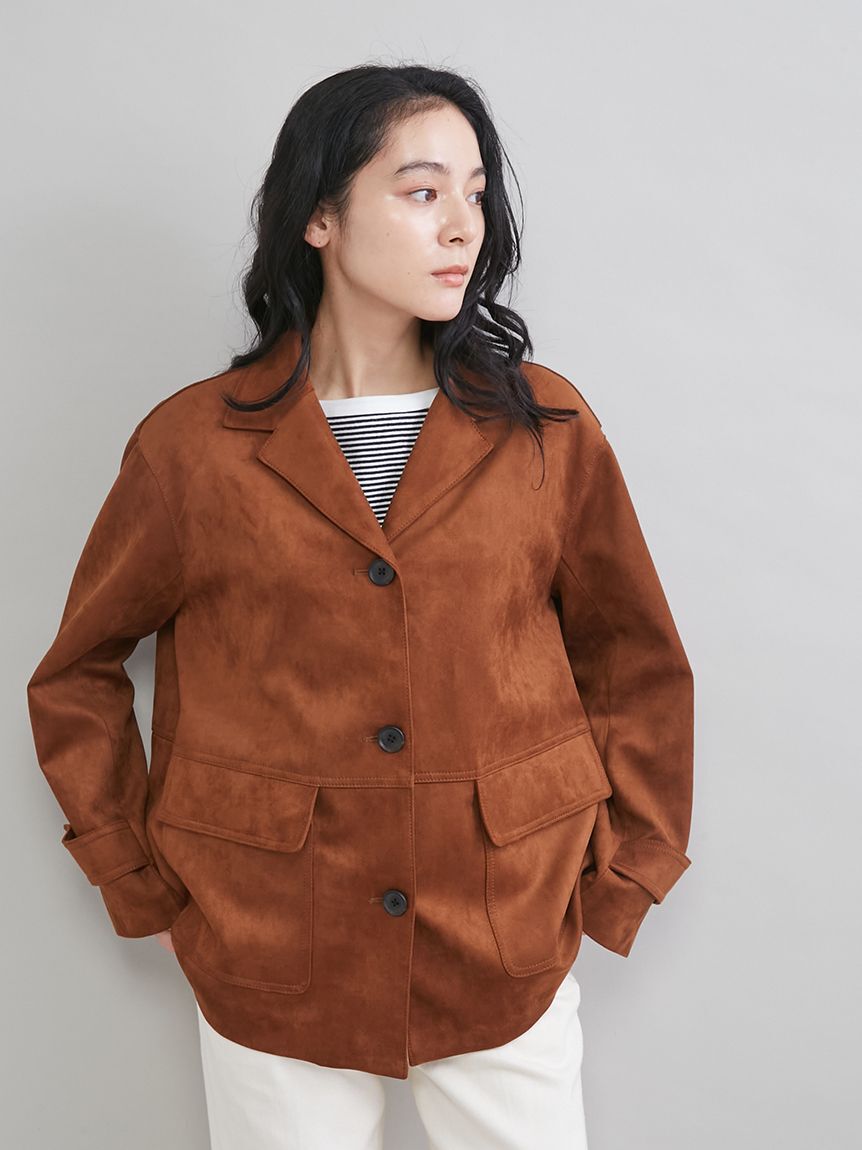 Mila Owen「リサイクルスウェードライクジャケット」|テーラードジャケット|