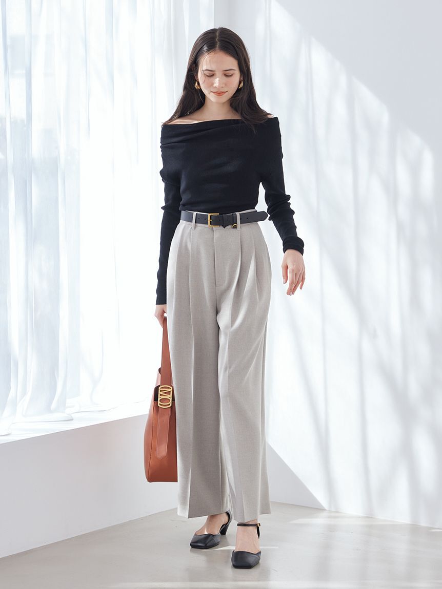 Mila Owen「ドライタッチ２タックワイドパンツ」|チノ|