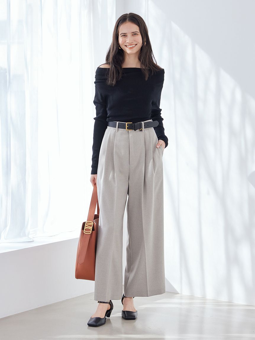 Mila Owen「ドライタッチ２タックワイドパンツ」|チノ|