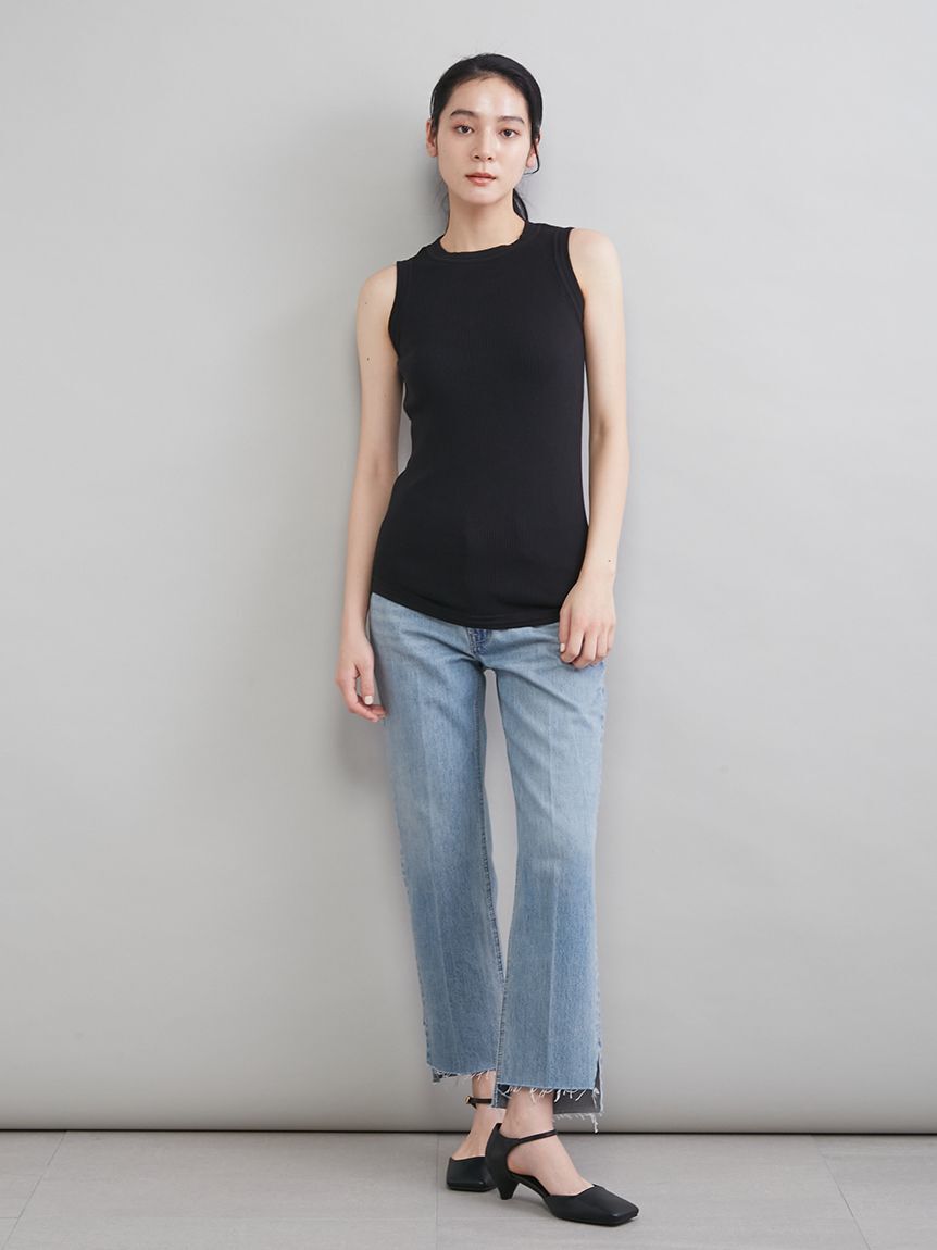 Mila Owen「【MILA PANTS】裾段差テーパードデニムパンツ」|デニム|