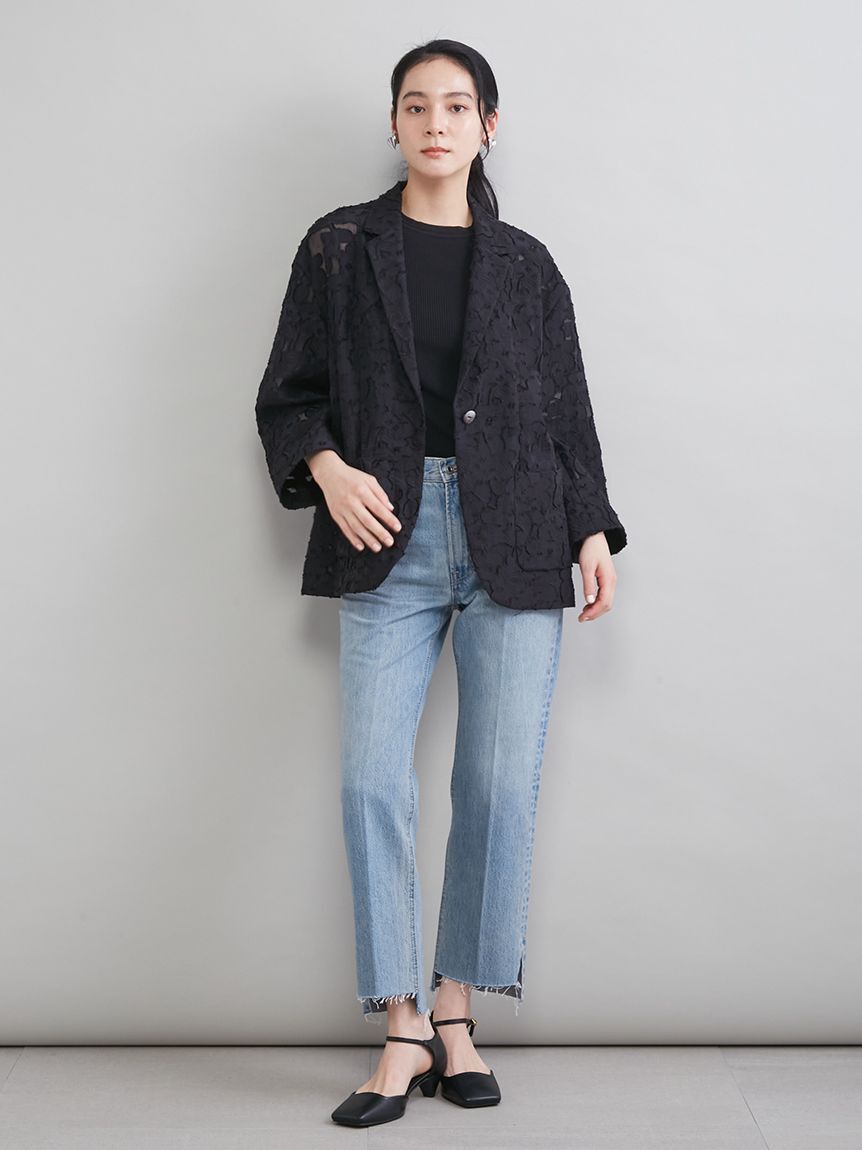 Mila Owen「【MILA PANTS】裾段差テーパードデニムパンツ」|デニム|