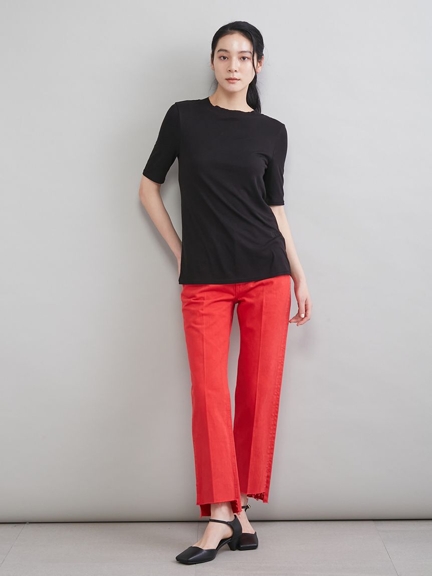 Mila Owen「【MILA PANTS】裾段差テーパードデニムパンツ」|デニム|