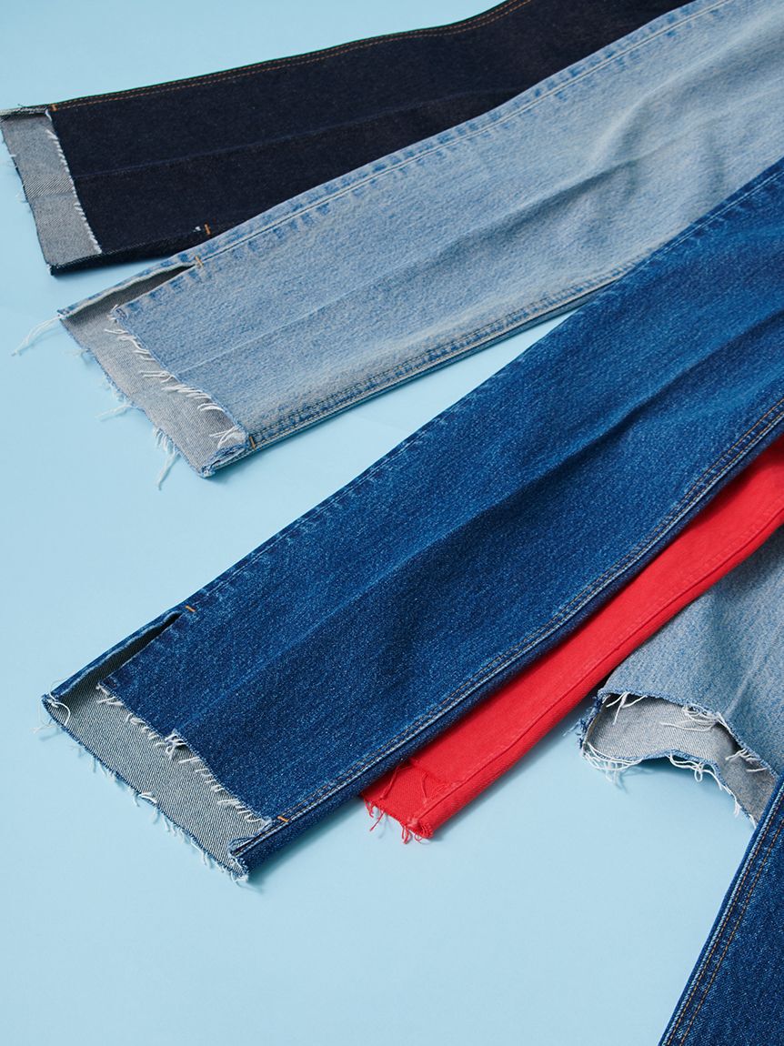 Mila Owen「【MILA PANTS】裾段差テーパードデニムパンツ」|デニム|