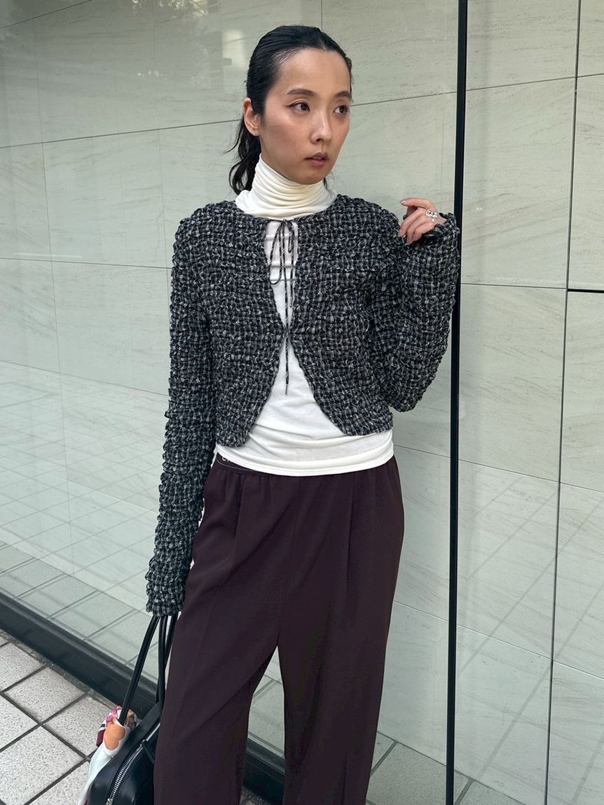 emmi atelier「emmiロゴゴムジャガードイージーパンツ」|チノ|