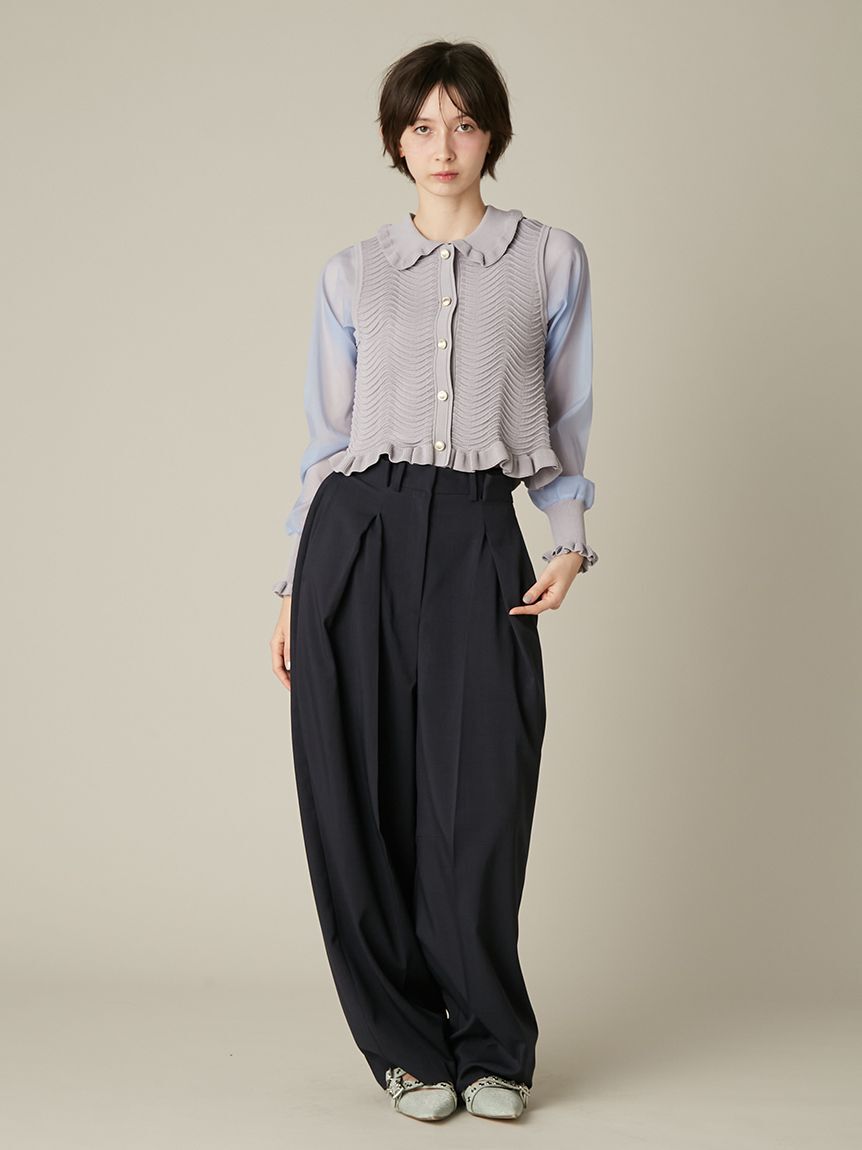 FURFUR「タックデザインワイドスラックス」|チノ|