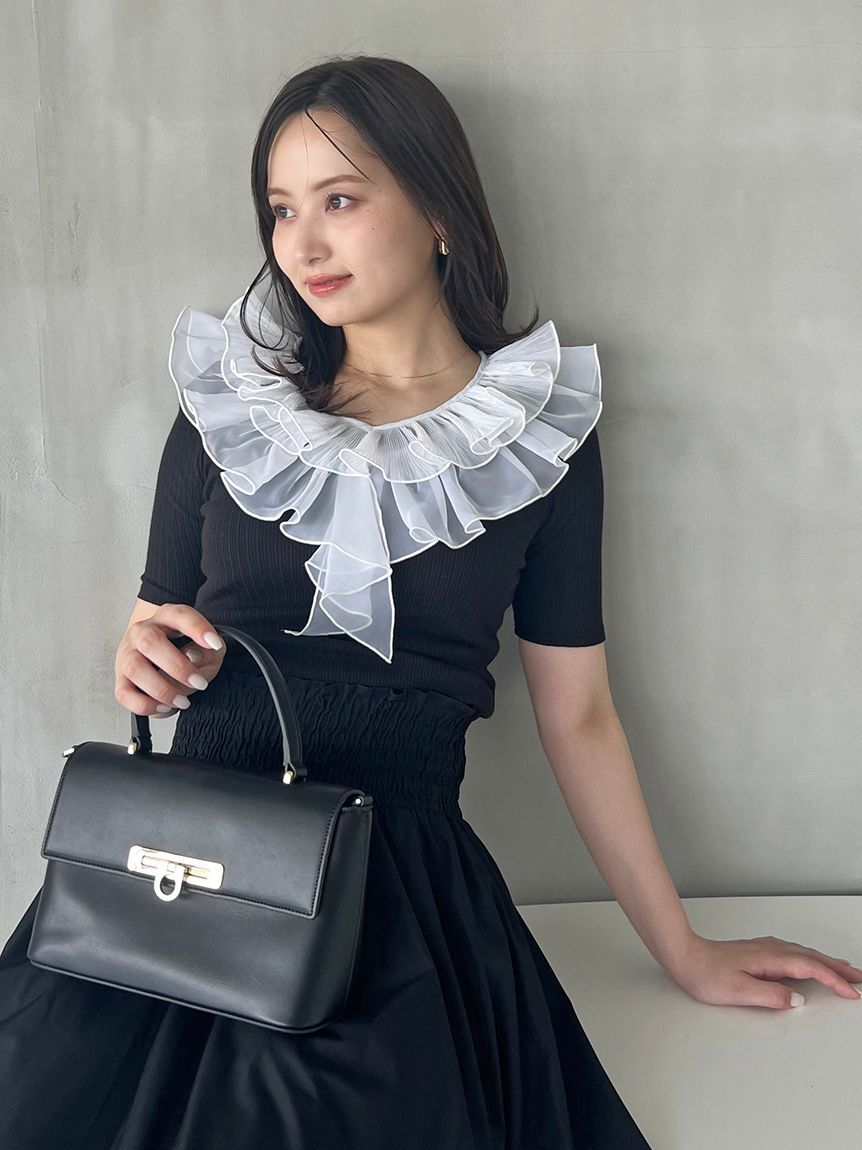 SNIDEL「フリルカラーカットプルオーバー」|Tシャツ・カットソー|