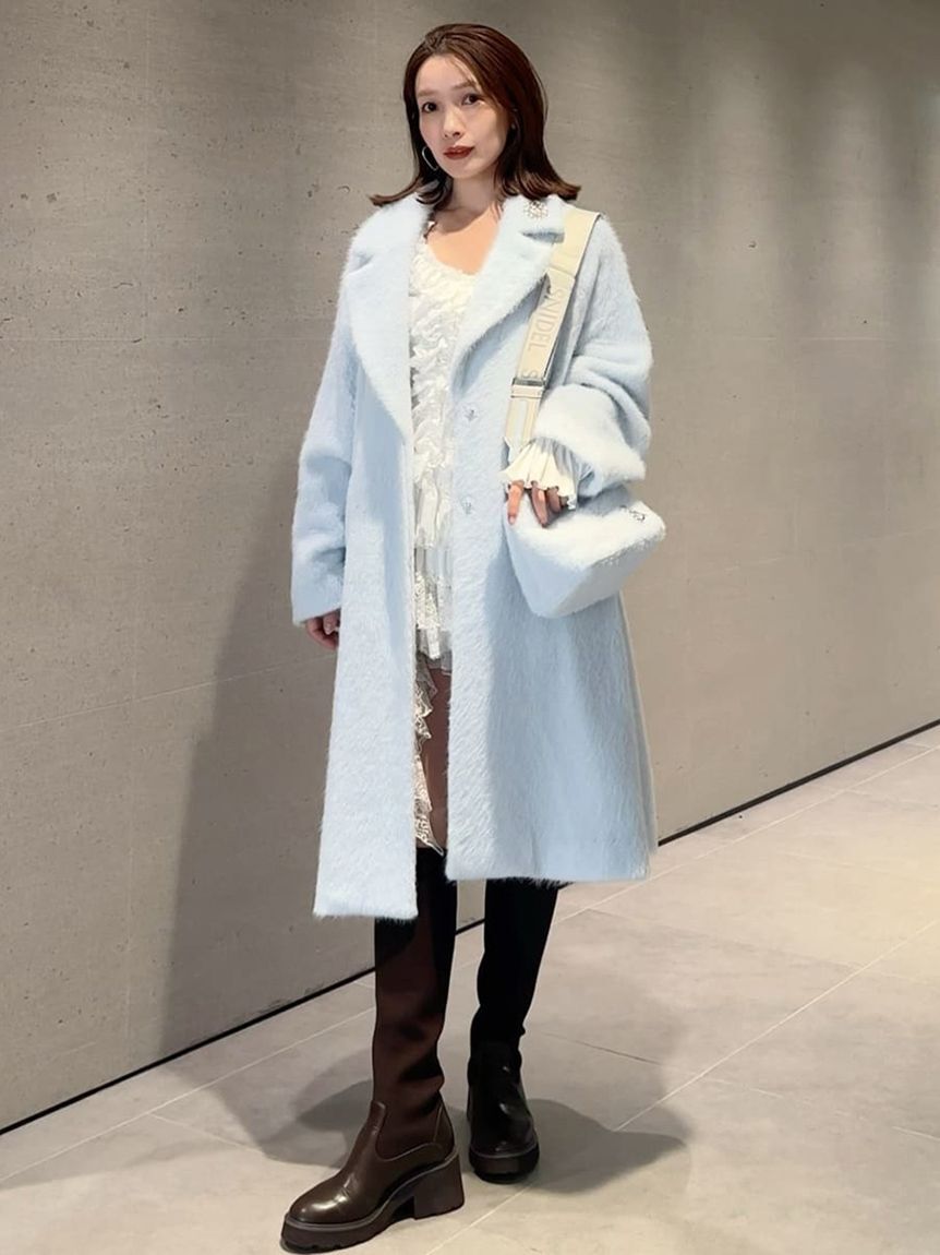 ブローチ付きシャギーロングコート（SNIDEL）｜ルミネのファッション