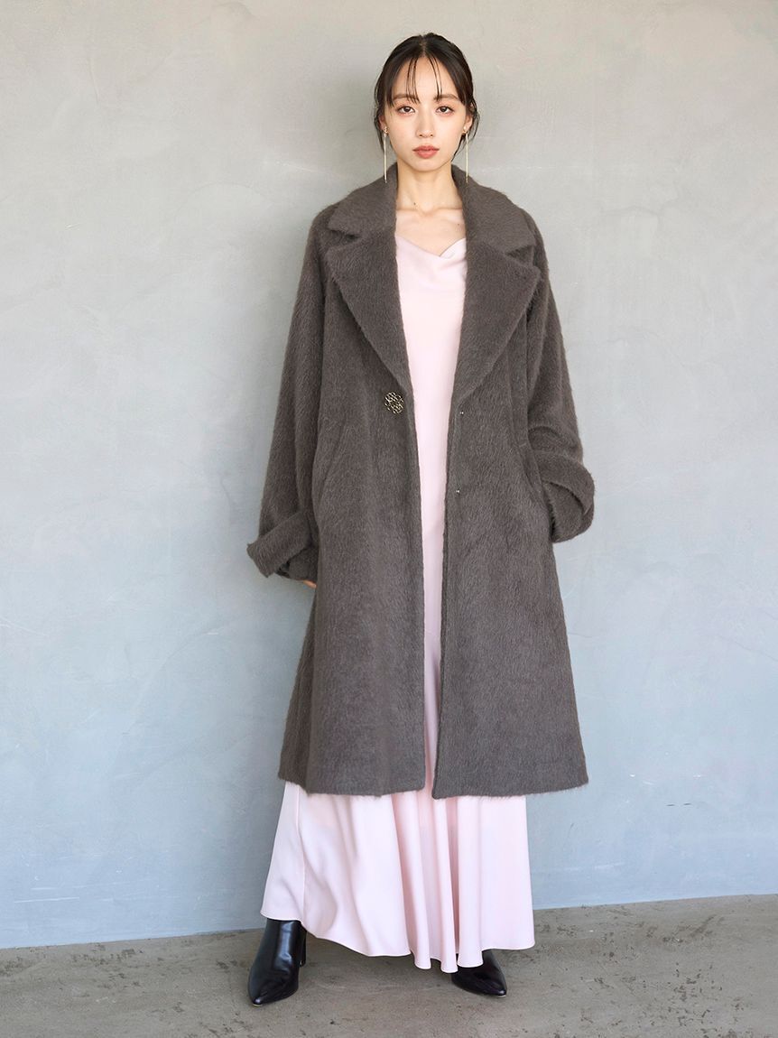 ブローチ付きシャギーロングコート（SNIDEL）｜ルミネのファッション