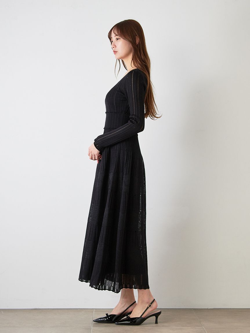 SNIDEL「レースクロシェロングドレス」|ワンピース|