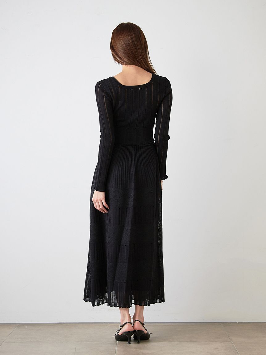 SNIDEL「レースクロシェロングドレス」|ワンピース|