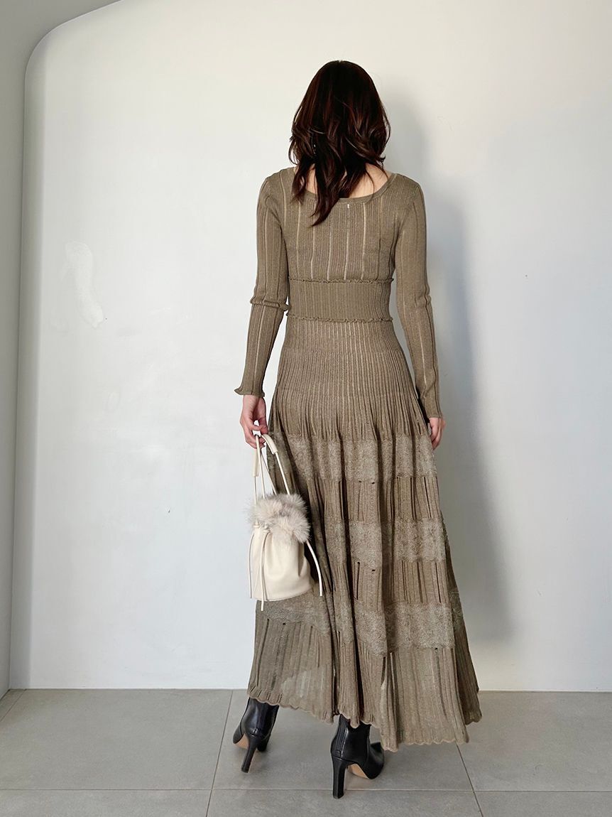 SNIDEL「レースクロシェロングドレス」|ワンピース|