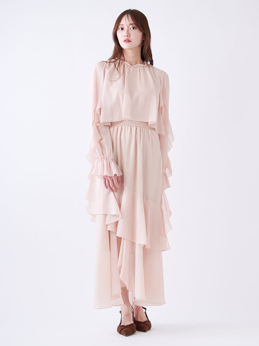 SNIDEL「ブラウスレイヤードフリルワンピース」|ワンピース|