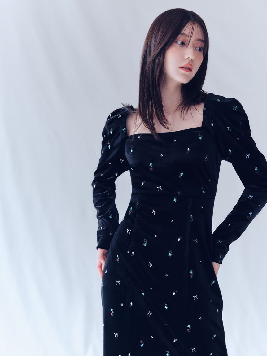 FRAY I.D「ベロアナローワンピース」|ワンピース|