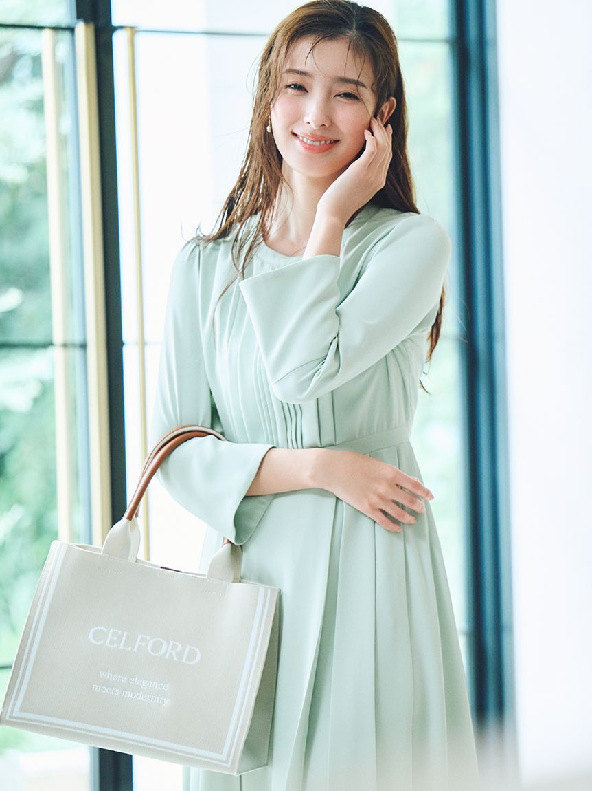 CELFORD「ピコ刺繍ボウタイワンピース」|ワンピース|