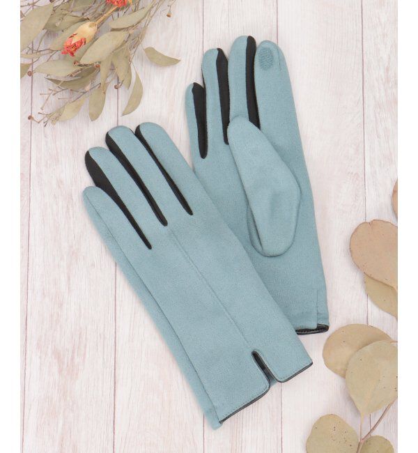 ikka「エコスエードバイカラーグローブ」|手袋|