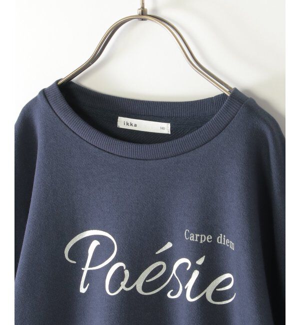ikka kids「【親子コーデ】裾シフォン箔ロゴプルオーバー（120~160cm）」|Tシャツ・カットソー|
