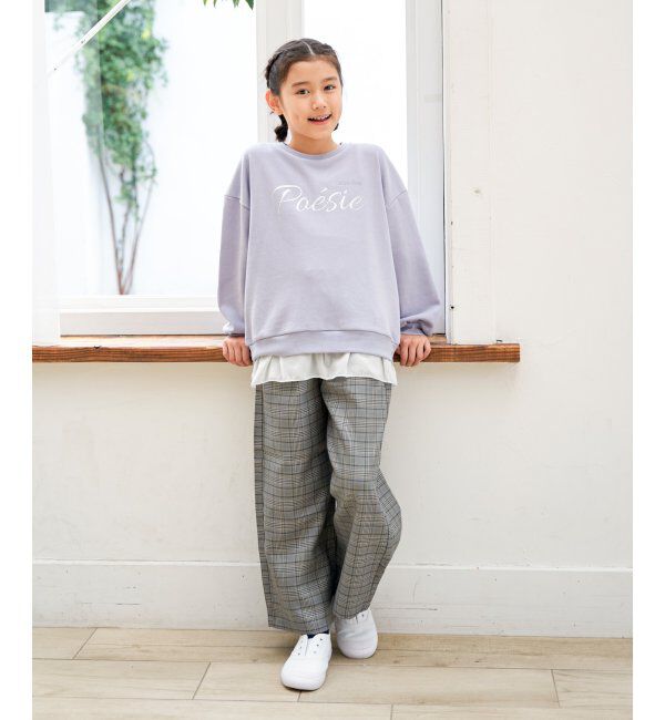 ikka kids「【親子コーデ】裾シフォン箔ロゴプルオーバー（120~160cm）」|Tシャツ・カットソー|