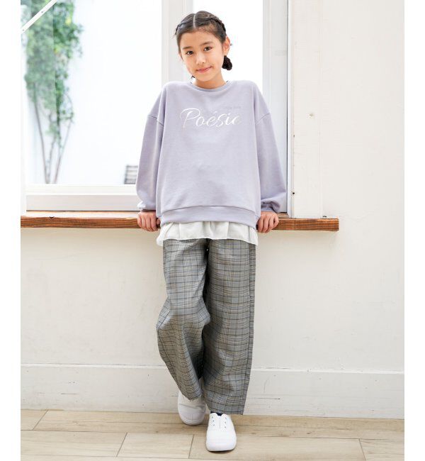 ikka kids「【親子コーデ】裾シフォン箔ロゴプルオーバー（120~160cm）」|Tシャツ・カットソー|