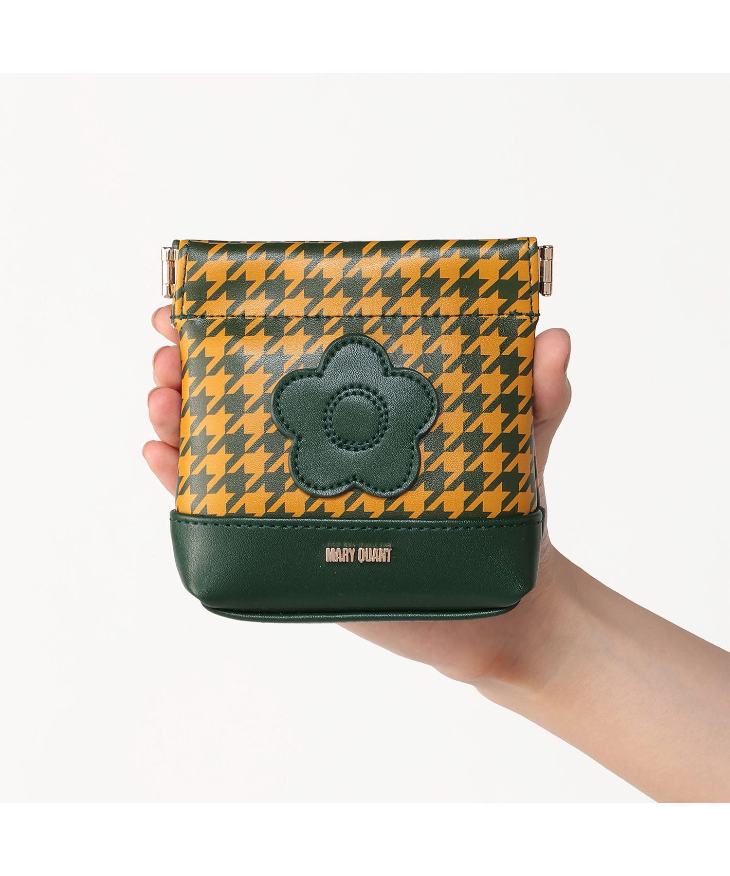 MARY QUANT「千鳥デイジーパッチ バネクチポーチ」|ポーチ|グリーン