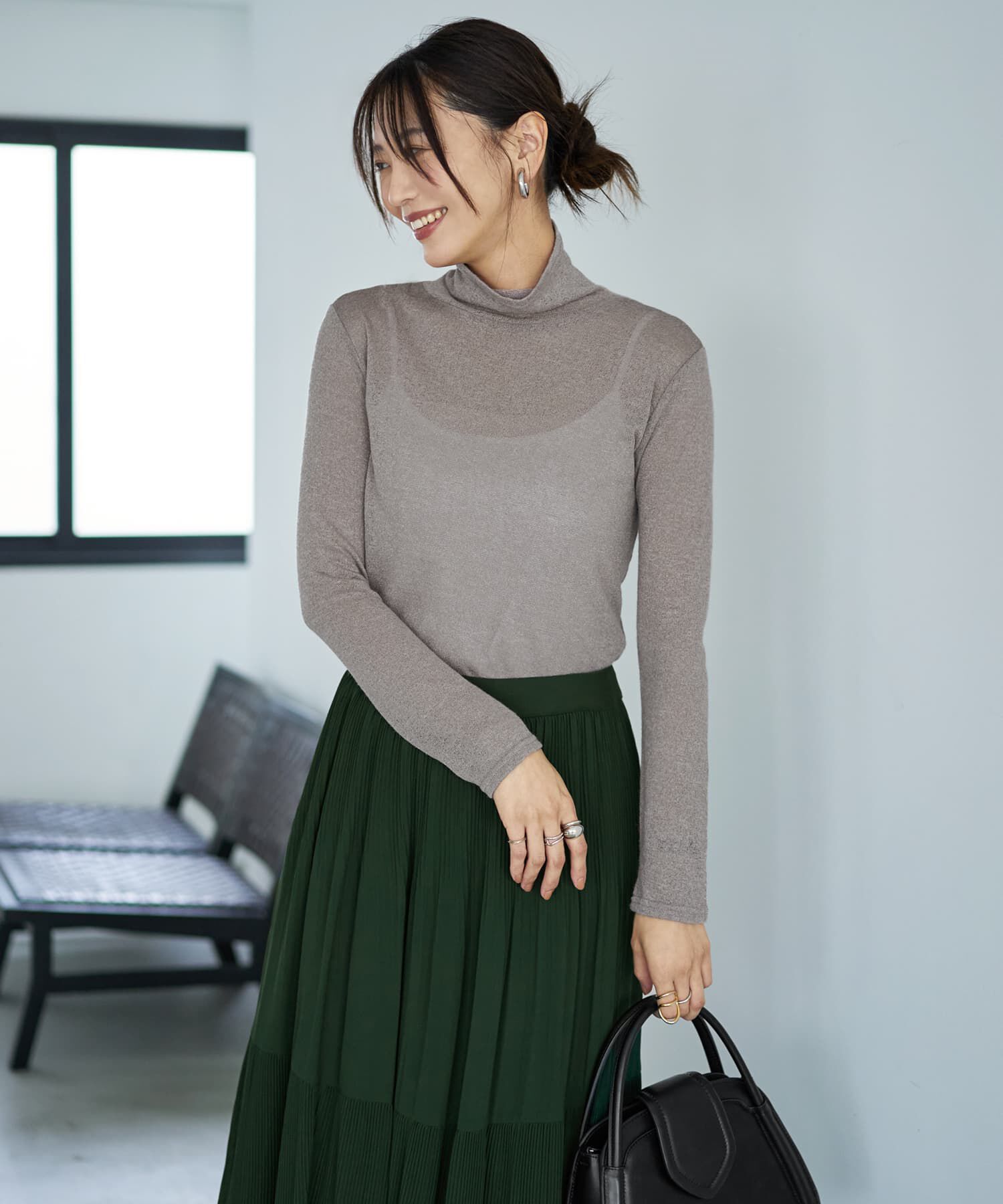 STYLE DELI「テクスチャーインナータートルトップス」|Tシャツ・カットソー|グレーミックス