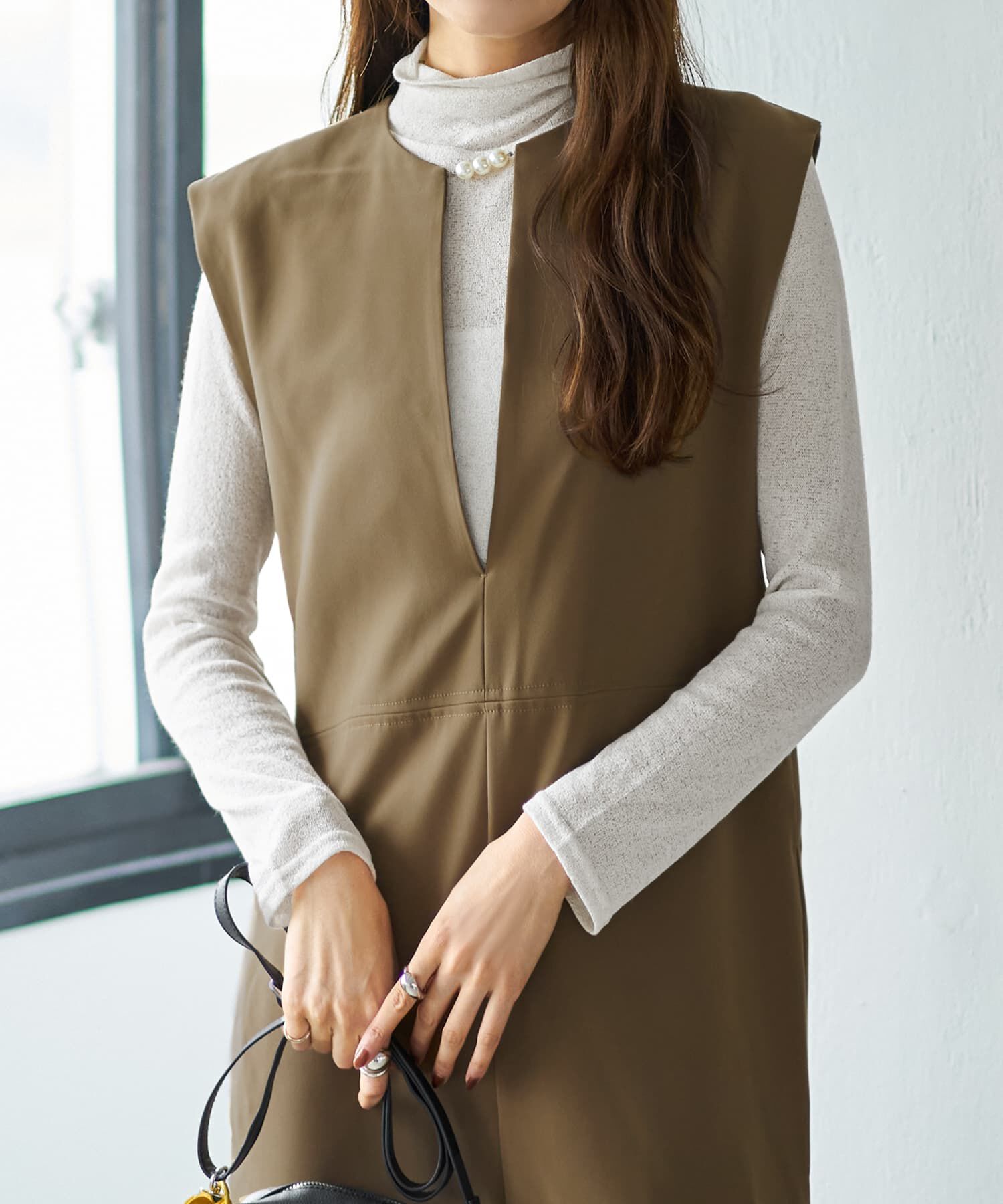 STYLE DELI「テクスチャーインナータートルトップス」|Tシャツ・カットソー|ホワイトミックス