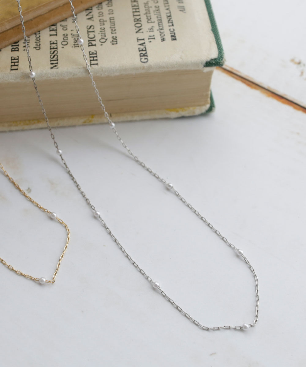colleca la「パールとチェーンの華奢ネックレス」|ネックレス|シルバー