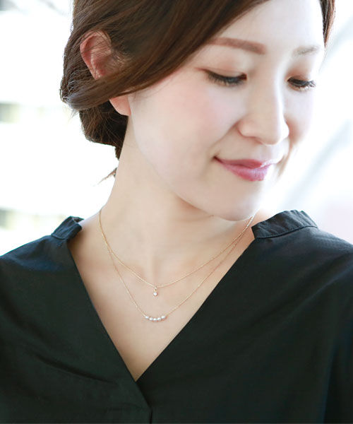 colleca la「小粒パールとストーンの2連ネックレス」|ネックレス|