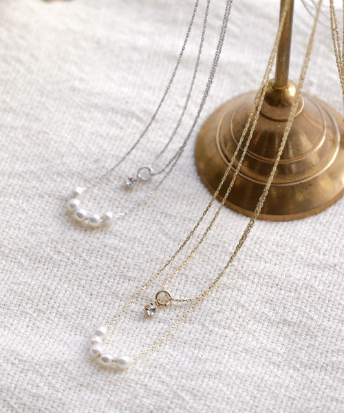 colleca la「小粒パールとストーンの2連ネックレス」|ネックレス|