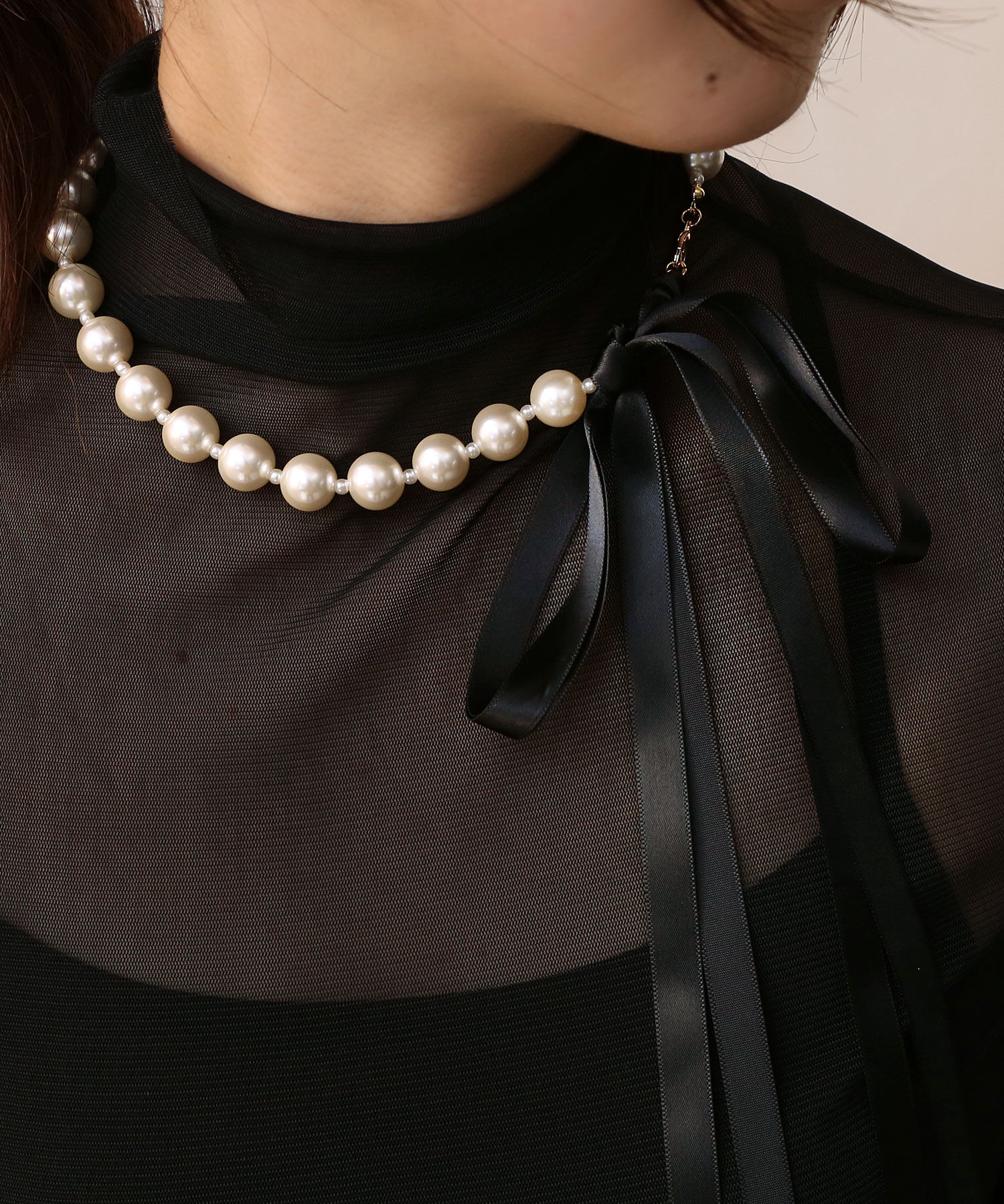 colleca la「サテンリボンパールネックレス」|ネックレス|