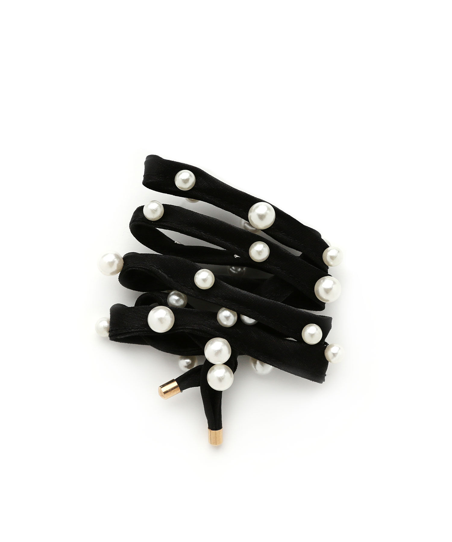  「サテン&times;パール ワイヤーリボンポニー」|ヘアゴム・シュシュ|