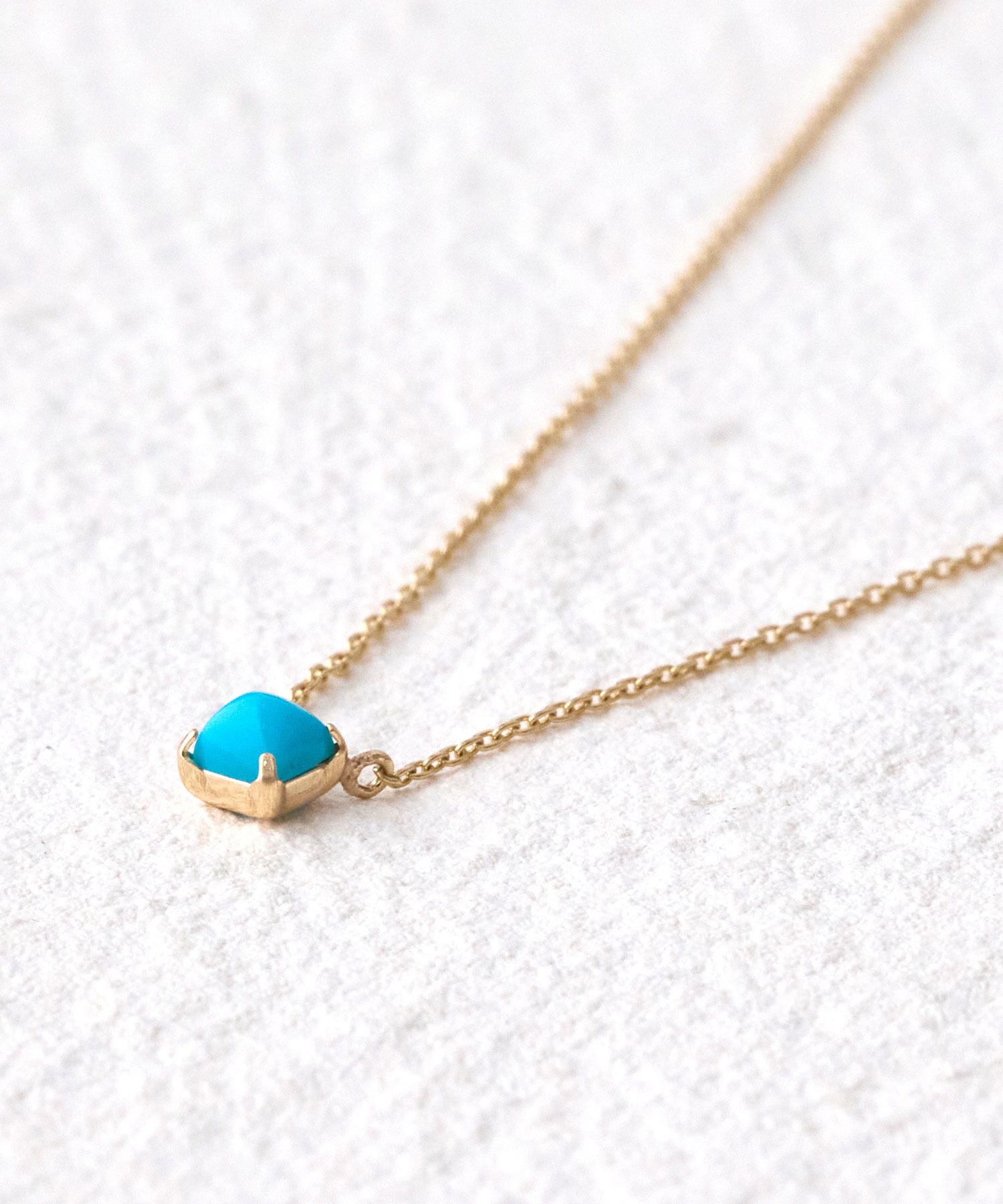 JUPITER「【K10】天然石スタッドネックレス/誕生石＜全長40㎝(調節した時の長さ 37㎝）>ターコイズ」|ネックレス|