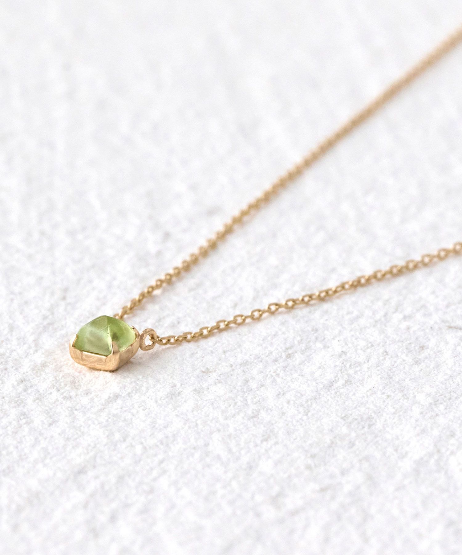 JUPITER「【K10】天然石スタッドネックレス/誕生石＜全長40㎝(調節した時の長さ 37㎝）>ペリドット」|ネックレス|