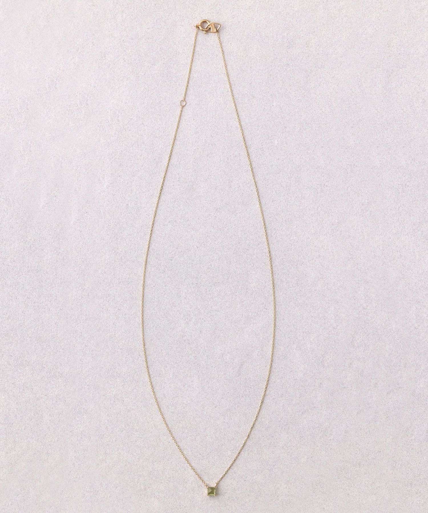 JUPITER「【K10】天然石スタッドネックレス/誕生石＜全長40㎝(調節した時の長さ 37㎝）>ペリドット」|ネックレス|