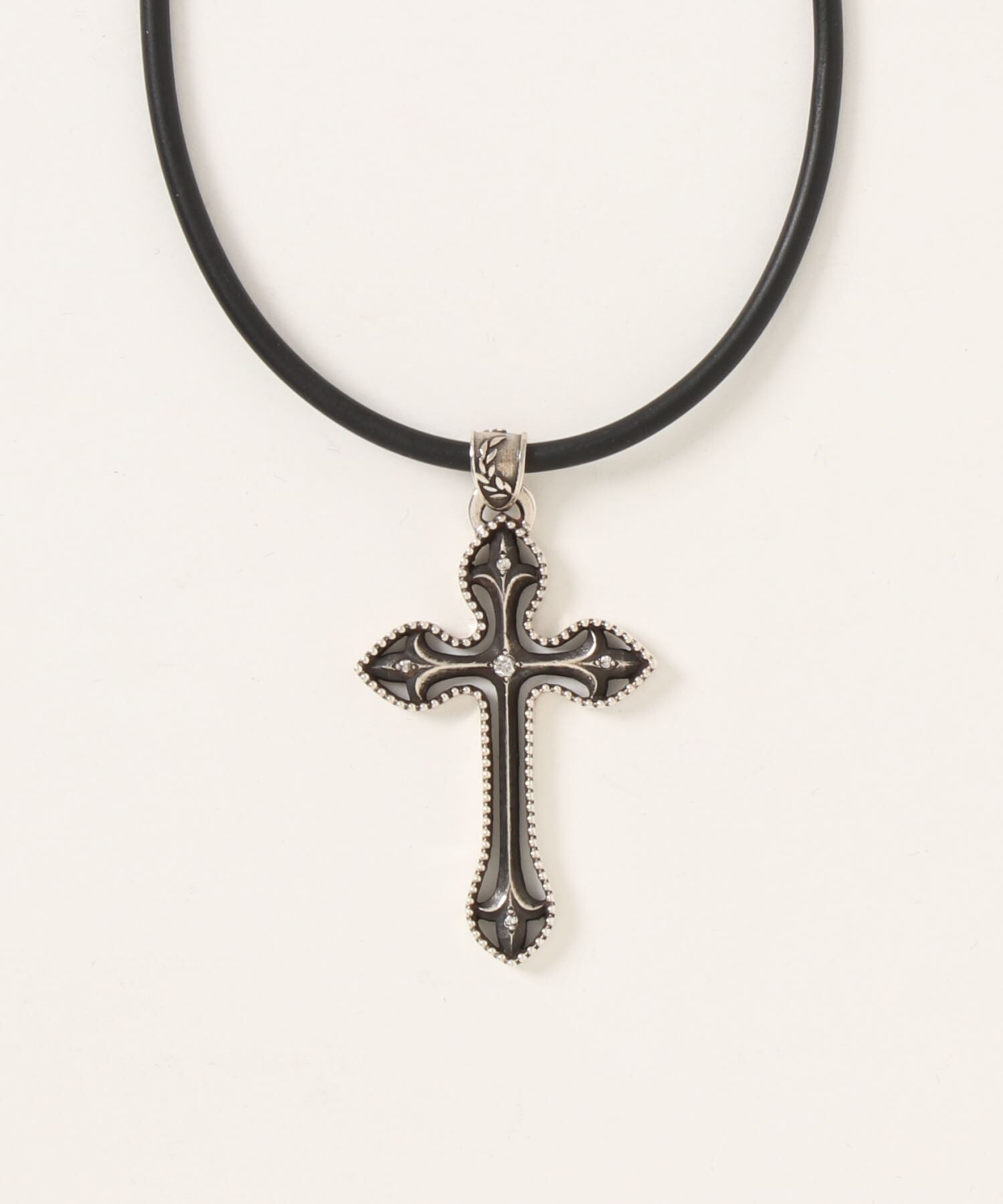 jupiter BLACK LABEL「ダイアモンドシルバークロスペンダント/コードネックレス　ブラック」|ネックレス|