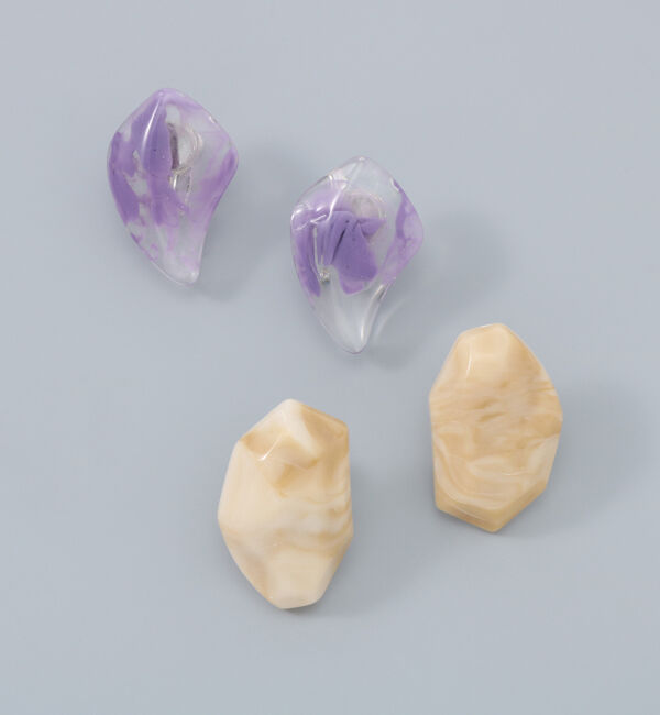 Phoebe+「【sfy】marble stone pairイヤリング　ベージュ&times;パープル」|イヤリング|マルチ1