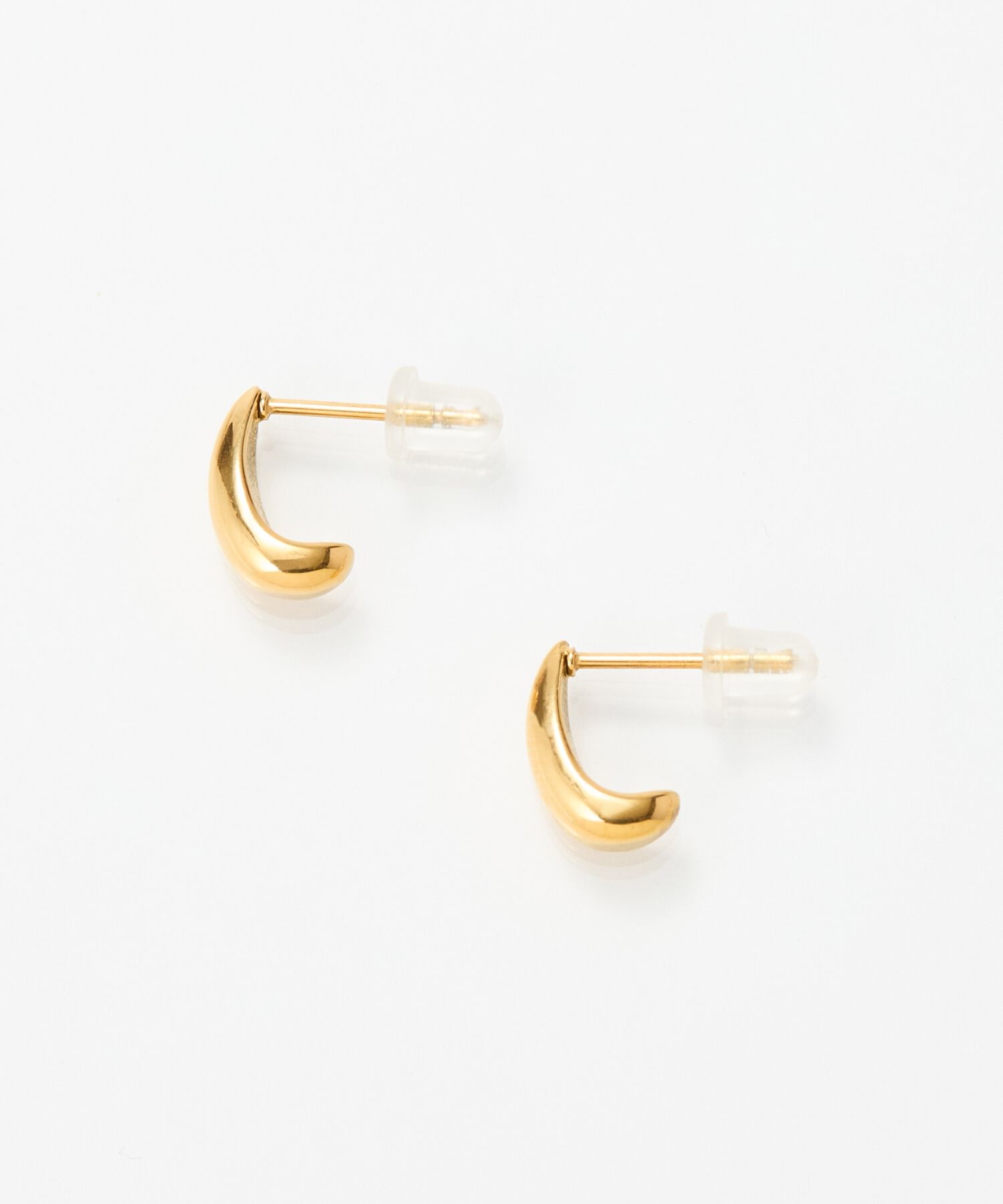 Phoebe「【金属アレルギー対応】ドロップハーフフープミニピアス　ゴールド/サージカルステンレス」|ピアス|