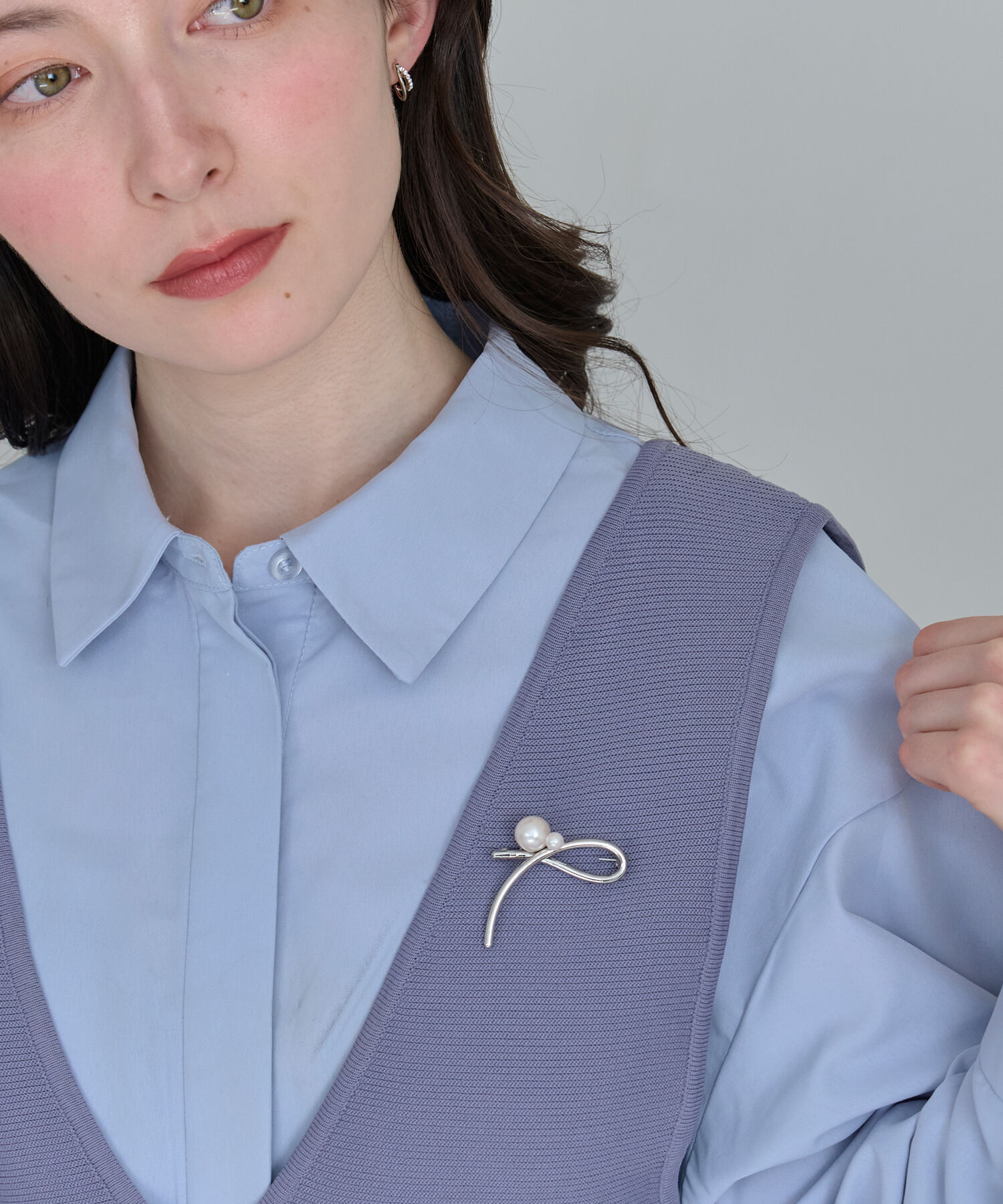 Phoebe「クロスメタルパールブローチ　シルバー　セレモニー/入学式/卒業式/式典」|ブローチ・コサージュ|