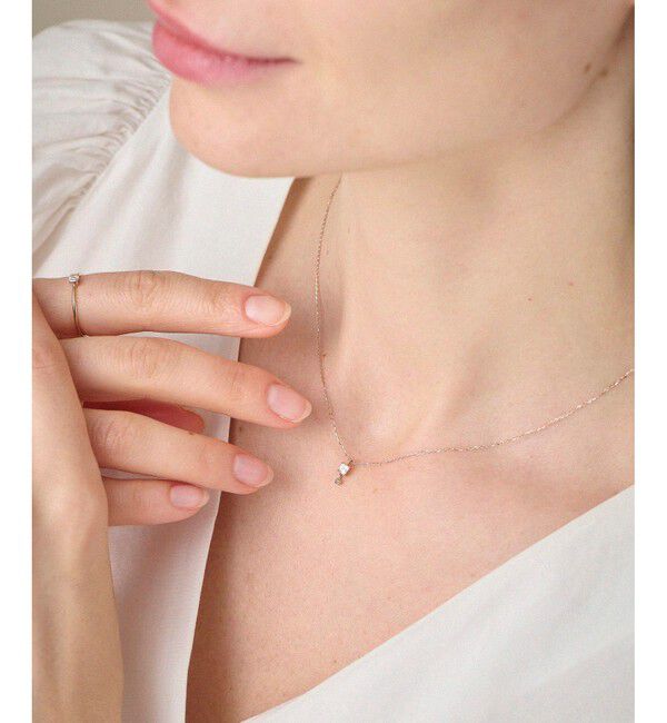 ete「K10MPG ミストピンク ホワイトトパーズ/ブラウンダイヤモンド ネックレス」|ネックレス|