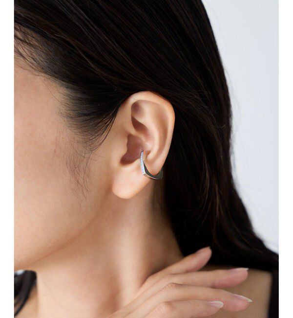 ete「[カラーリスト] ビジュー リバーシブル イヤーカフ プラチナム」|イヤーカフ|