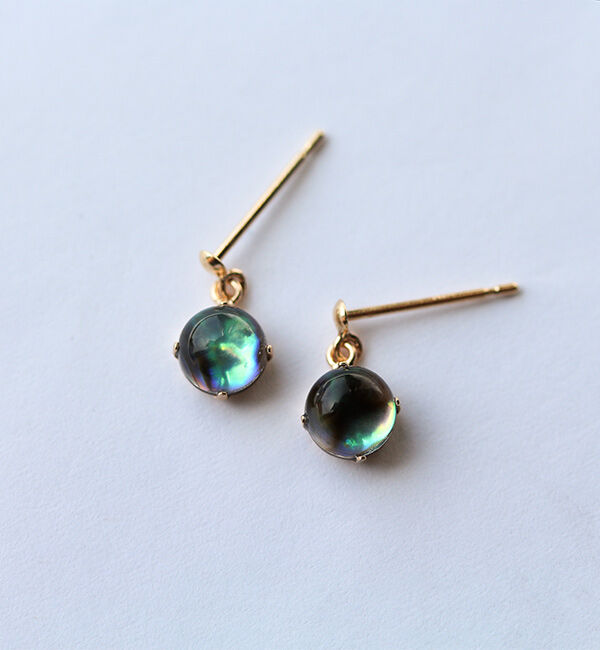  「クリスタル / 黒蝶貝 ピアス | K10YG」|ピアス|K10 イエローゴールド